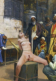 Slavegirls in an oriental world - Soon the slave was sobbing and covered in red marks and the last man in line had flogged the slave